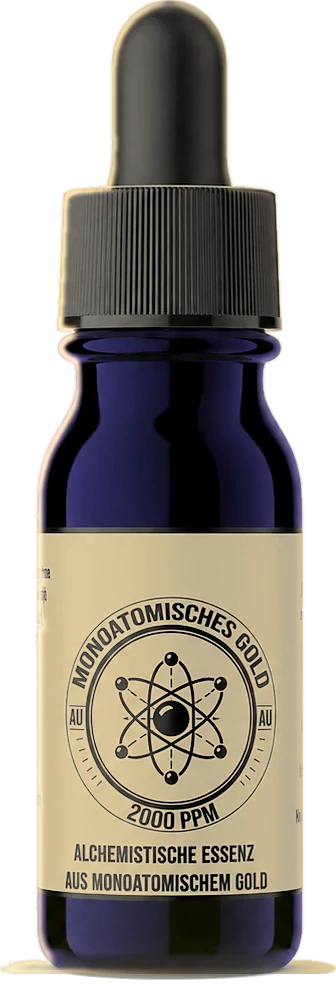 Monoatomisches Gold 2000 ppm in der Blauglas-Pipettenflasche